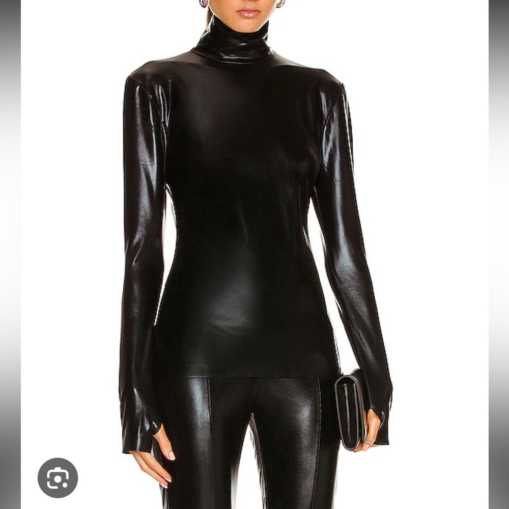 NWT Norma Kamali Black Foil Turtleneck